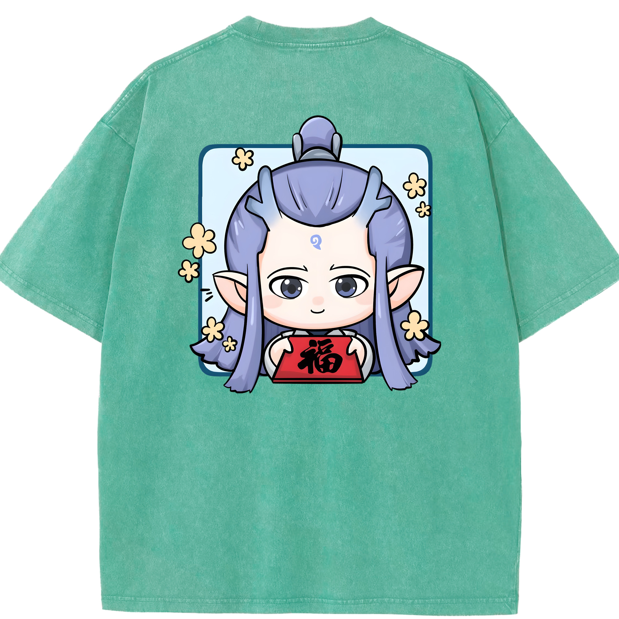 （画像用） Ne Zha 2 ナタ 魔童の大暴れ 綿100% ヴィンテージ風 半袖Tシャツ（背面プリント）